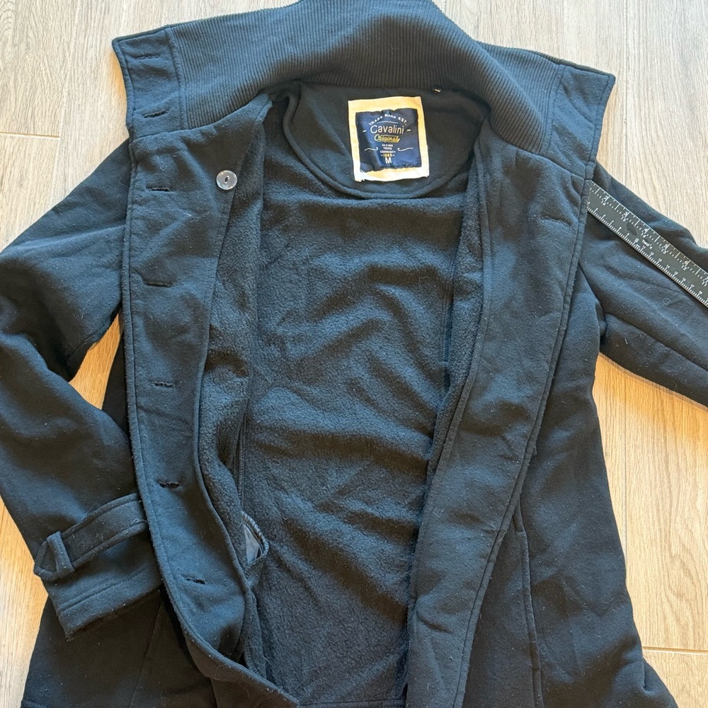 Cavalini Double breasted, black short women’s Coat size medium - Picture 5 of 11